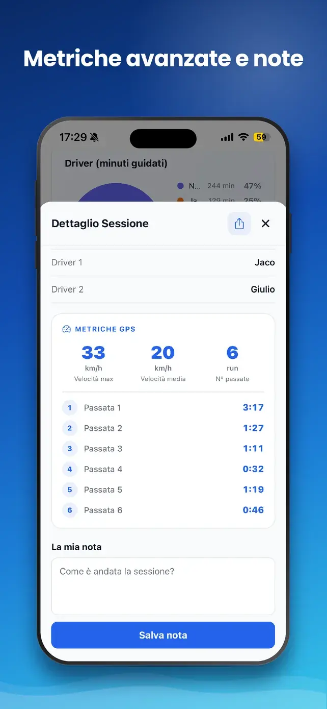 App GasWake — Metriche GPS e note