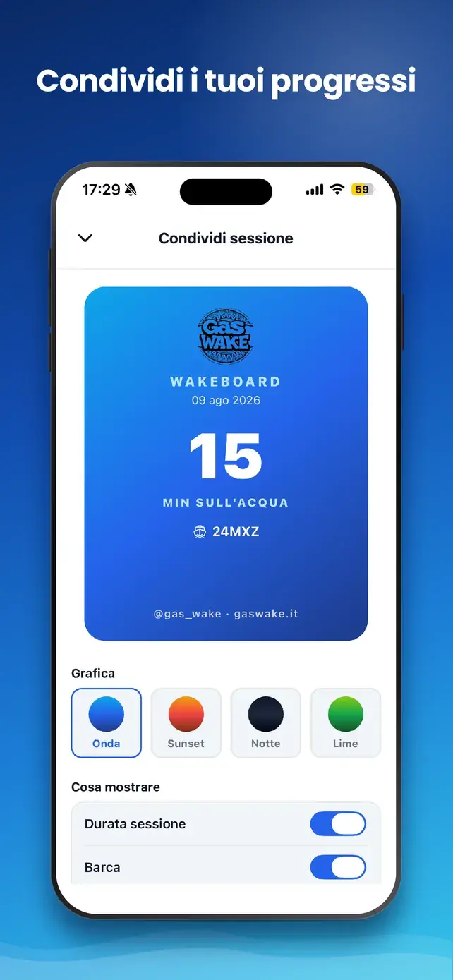 App GasWake — Condividi i progressi